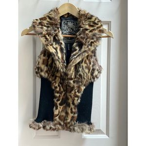 Guess Brand Black / Leopard Print Vest Sz Small